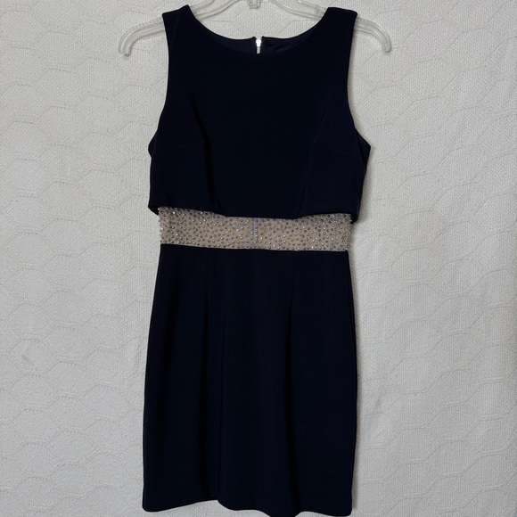 aqua dresses Dresses & Skirts - Aqua Navy Sheath Dress Size 0 Beaded Cutout Waist Cocktail Evening